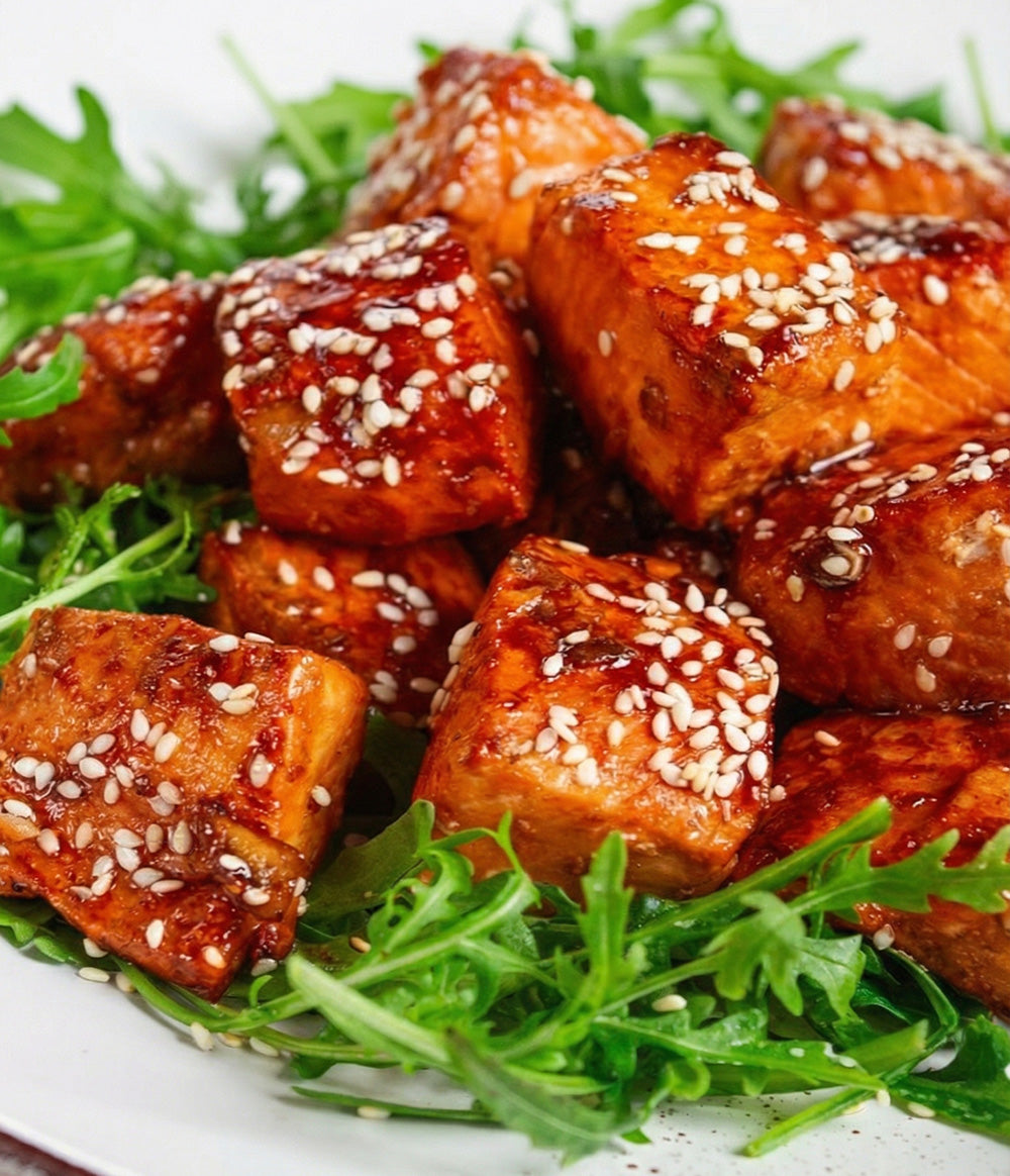 Air Fryer Teriyaki Salmon Nuggets (Sticky, Sweet & Addictive)